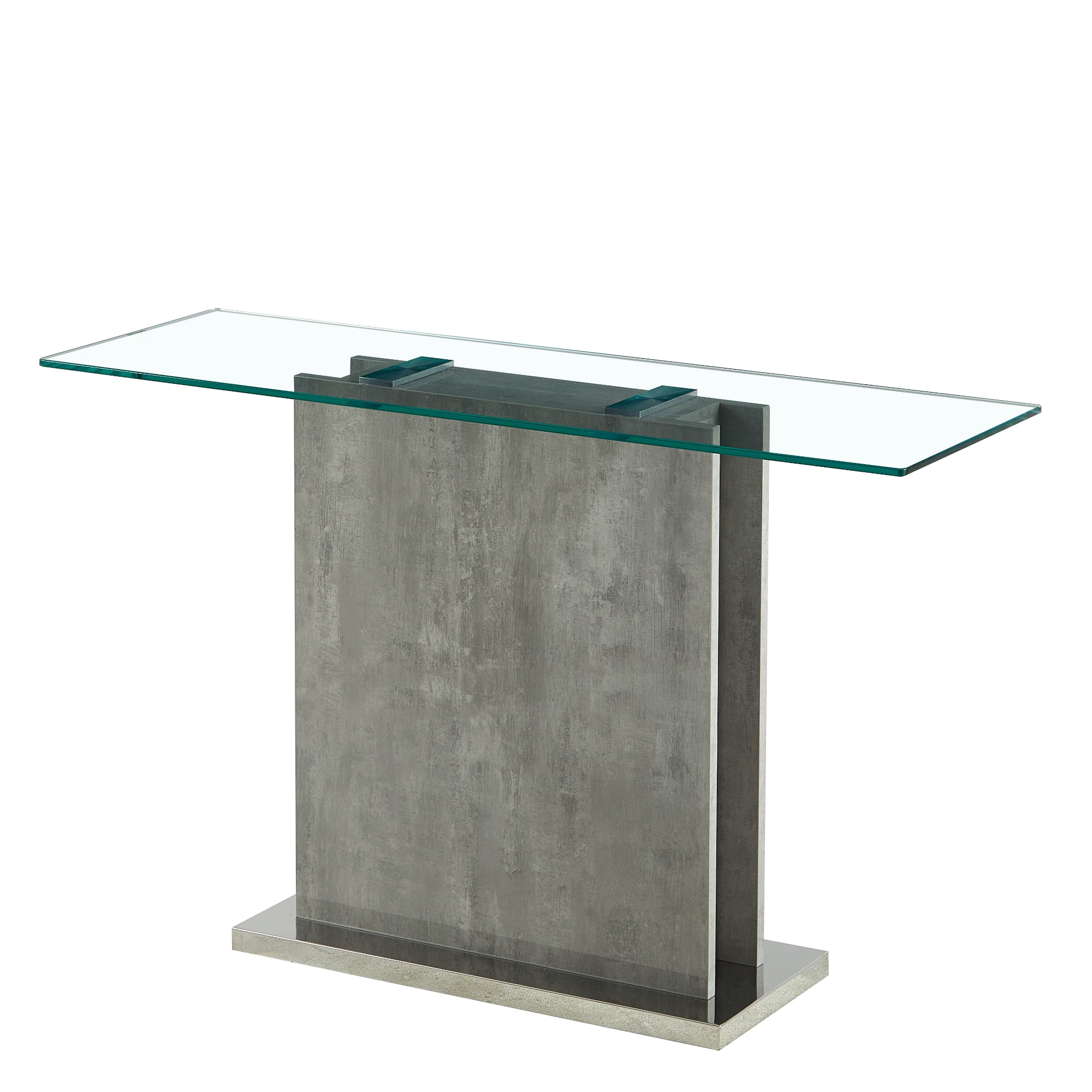 Granite Modern Console Table in Glass Top and Glossy Concrete Finish