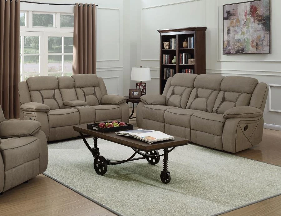 Houston 2 Pcs Recliner Set Upholstered in Tan Fabric