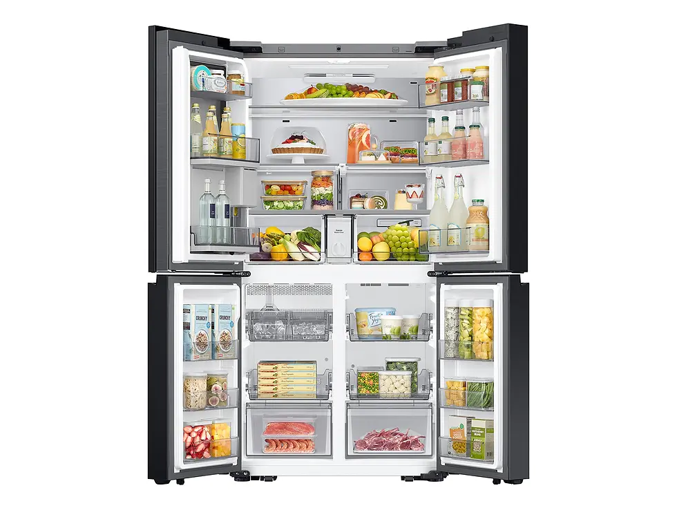 Thumbnail: Bespoke 4-Door Flex™ Refrigerator open Doors with Props
