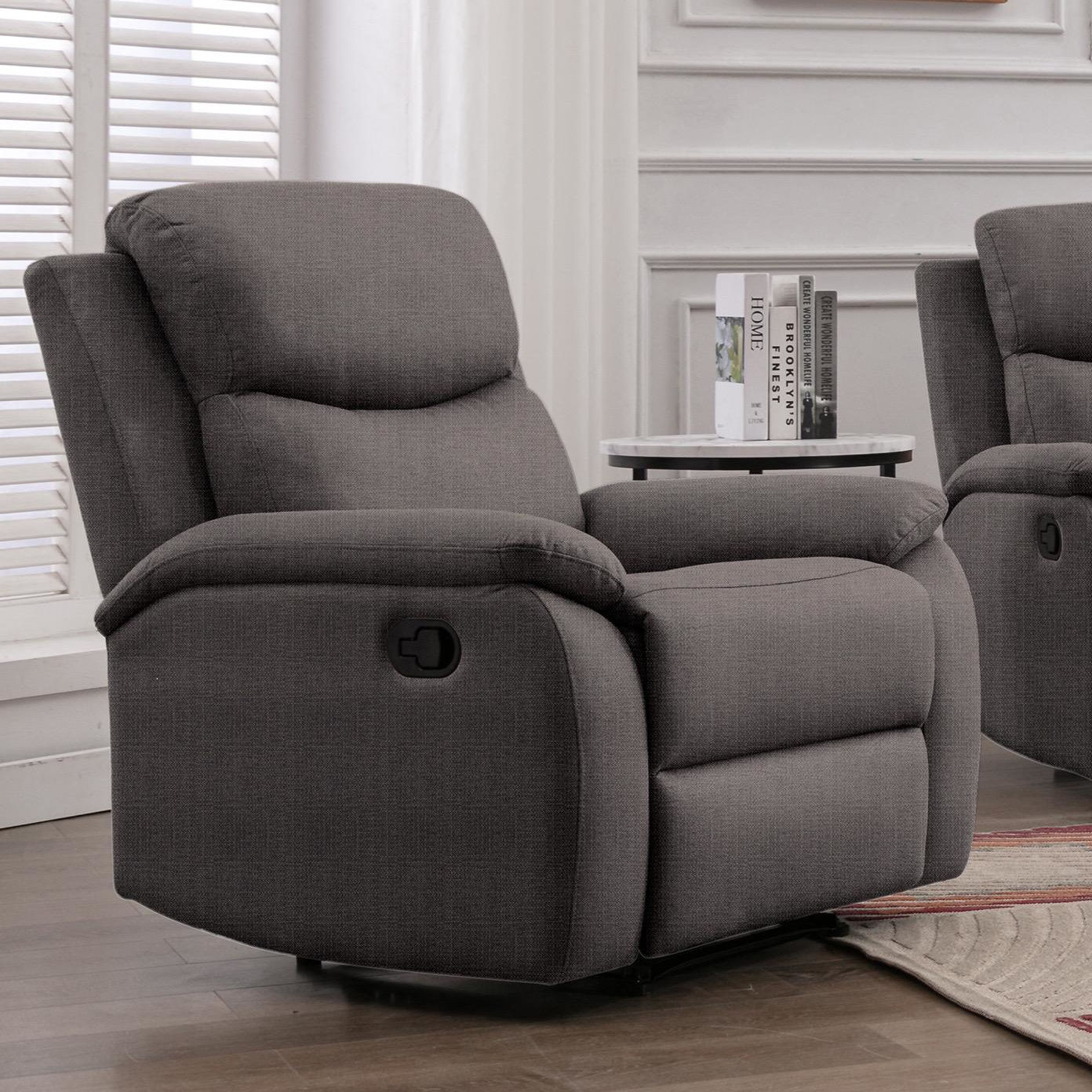 Maxima Brown Recliner Chair Upholstered in Fabric Room Scene