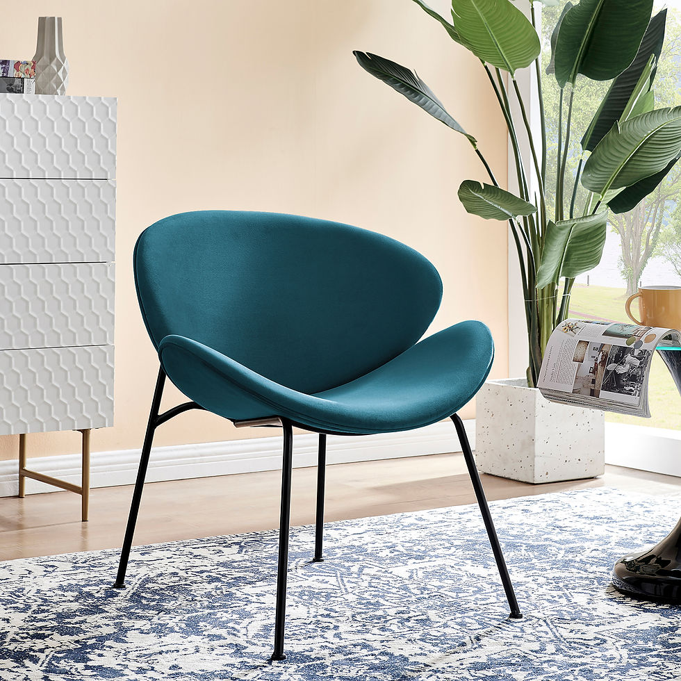 Thumbnail: Annie Turquoise Velvet Accent Chair Room Scene