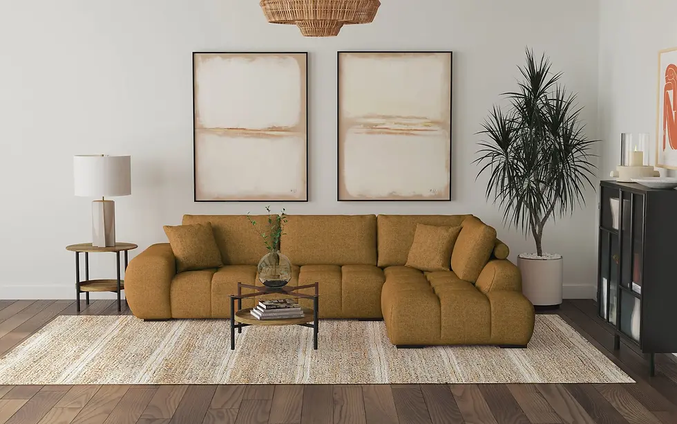 Camacho L-Shaped Sectional Sofa in Camel Room Scene