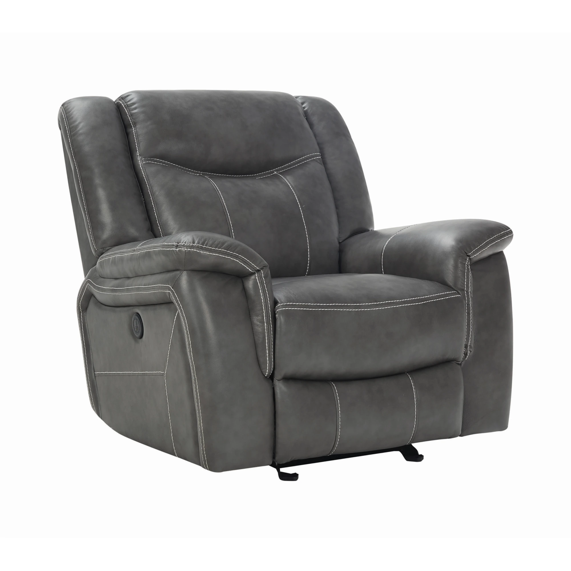 Conrad Recliner Glider Chair in Cool Grey Angle View Silo