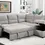 Thumbnail: Liviana Sleeper Sectional with Storage in Grey Fabric room Scene open