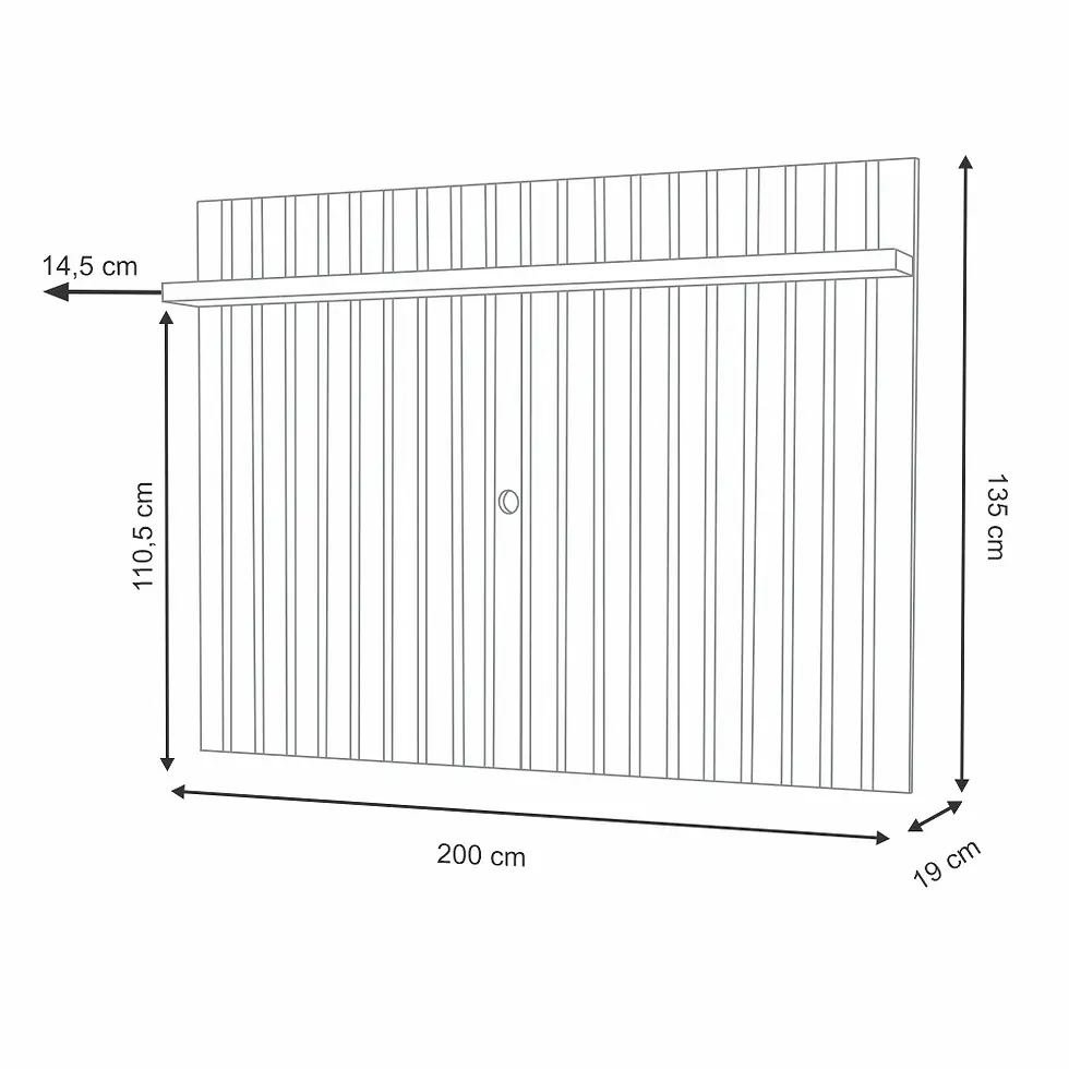 Miniatura: Link 2.0 Fluted Wall Panel in Natural Finish Dimensions Outline