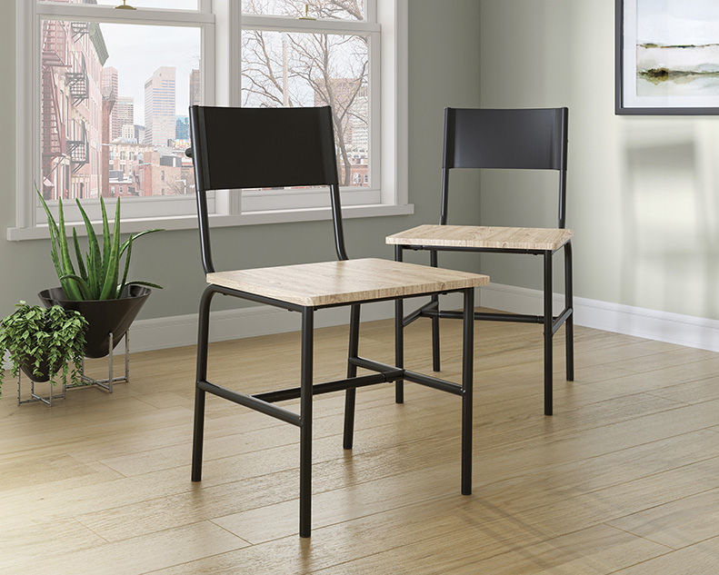 Thumbnail: "Boulevard Café" Dining Chair Set with Faux Leather Back Black Finish Room Scene