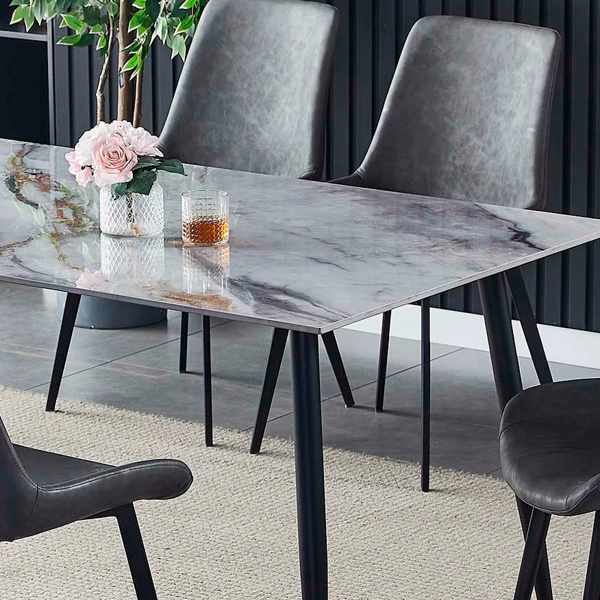 Trance Dining Table Set for 6 with Chairs in Gray Detail