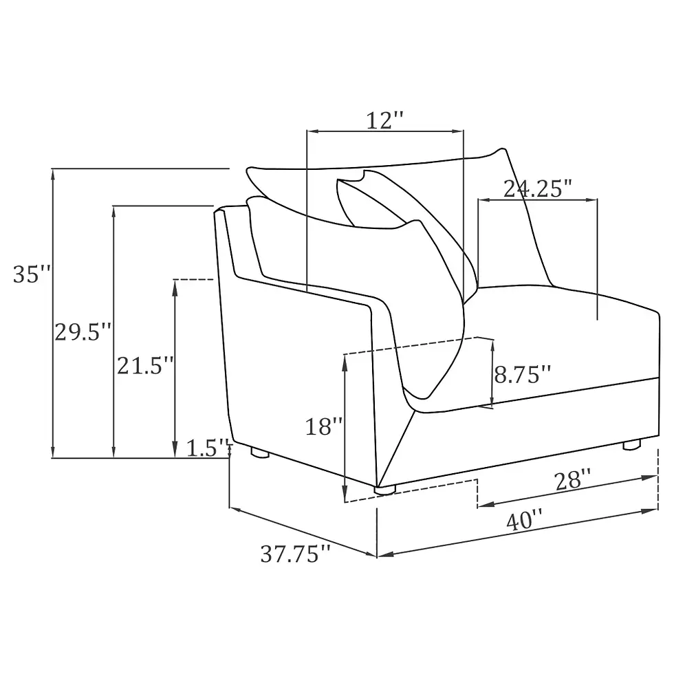 Miniatura: Sasha Side Chair in Barely Black Fabric Dimensions Outline