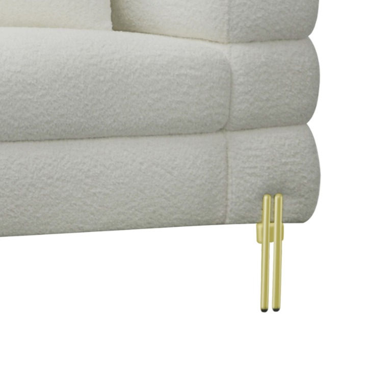 Miniatura: "Huggins" Upholstered Sofa in Wooly Ivory Fabric Legs Detail