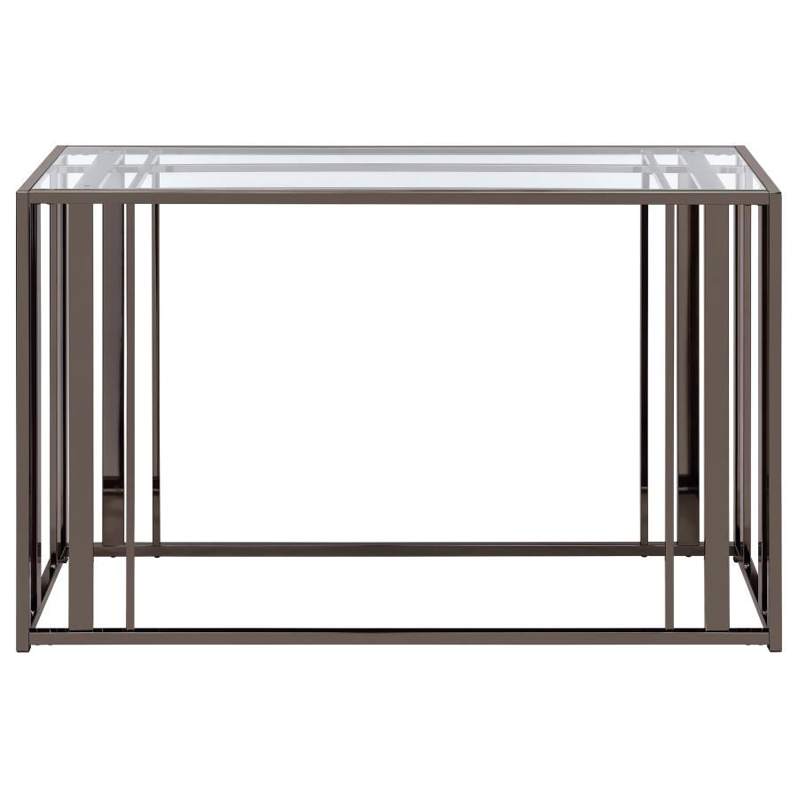 Thumbnail: Adri Metal Frame Sofa Table in Black Nickel Finish Front View