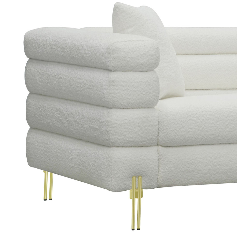 Miniatura: "Huggins" Upholstered Sofa in Wooly Ivory Fabric Left Arm Detail