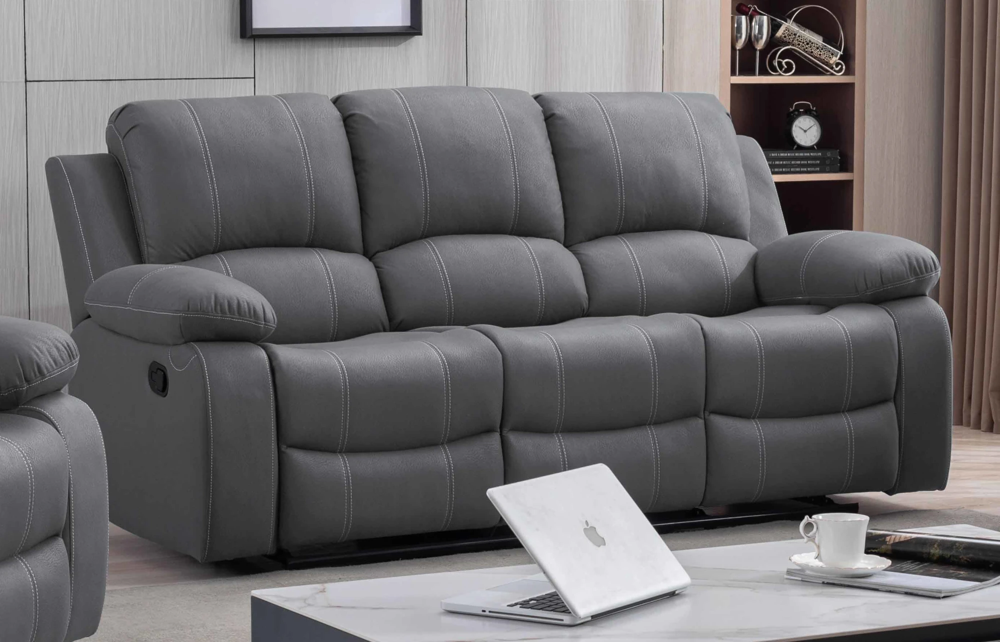 Jason Reclining Sofa in Grey Performance Fabric