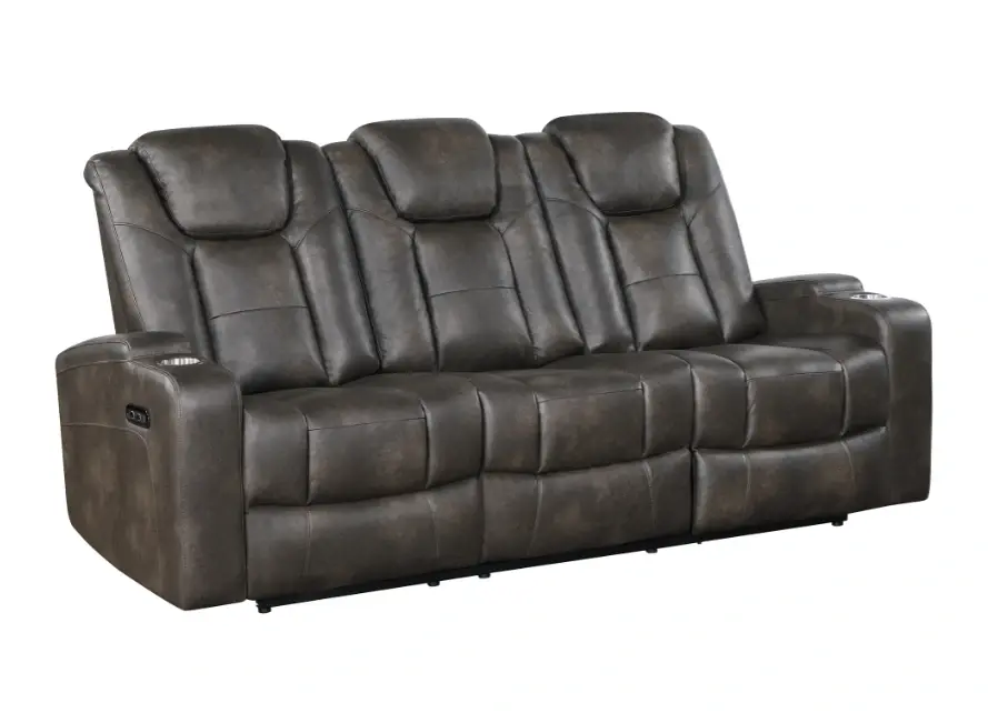 Thumbnail: Quantum Power Recliner Sofa in Brown Angle View