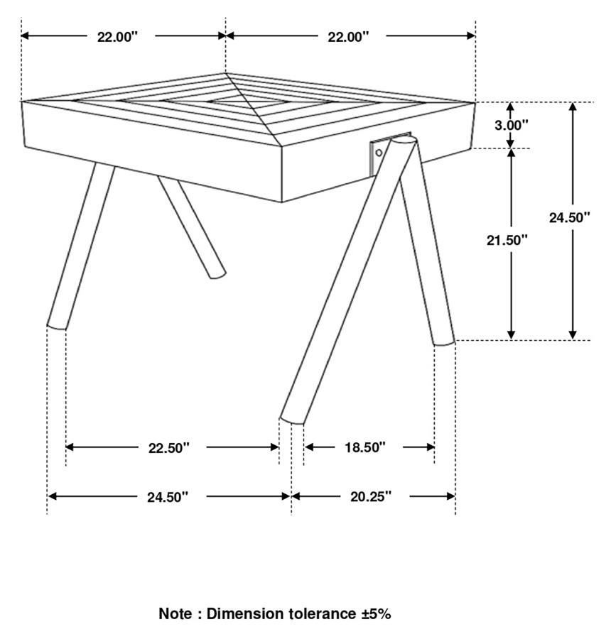 Thumbnail: Avery Square End Table With Metal Legs Natural And Black Dimensions Guide