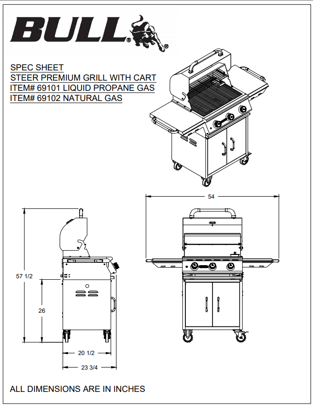 Thumbnail: Bull BBQ 24" Steer Grill Head with Cart