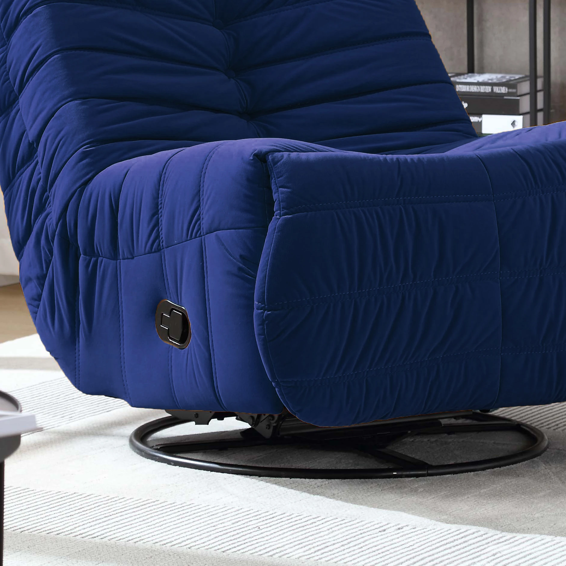 Modo Rocker Reclining Swivel Chair in Velvet Seat Detail