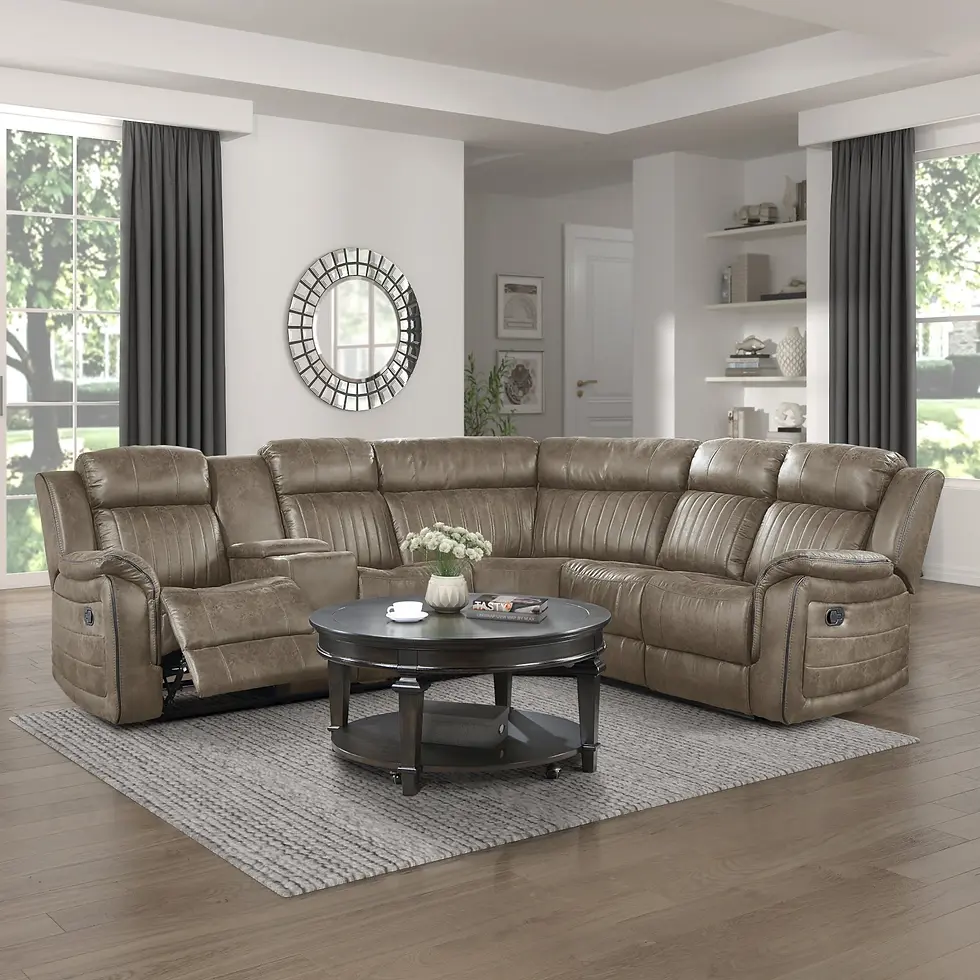 Centeroak Manual Reclining Sectional Sofa Set Room Scene