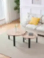 Sahara Nesting Coffee Table Set in Natural and Black Room Scene
