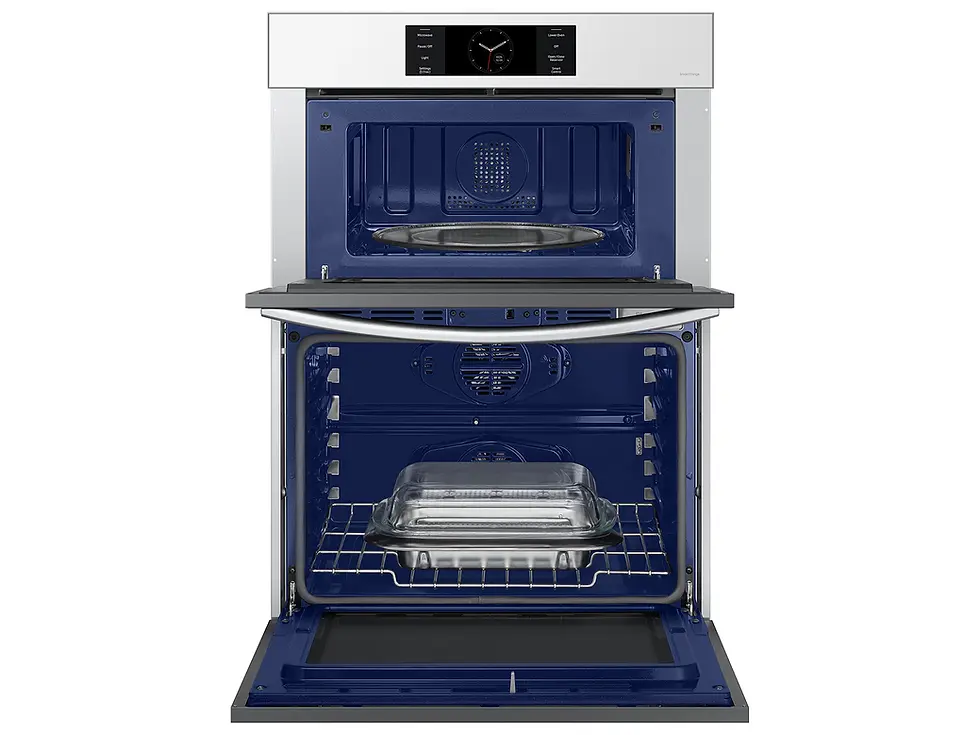 Miniatura: Bespoke Combination Wall Oven in White Glass Front View Open