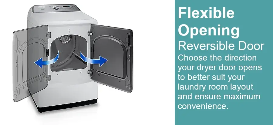 Thumbnail: Samsung 7.4 cu. ft. Gas or Electric Dryer with Sensor Dry in White Reversible Door Feature