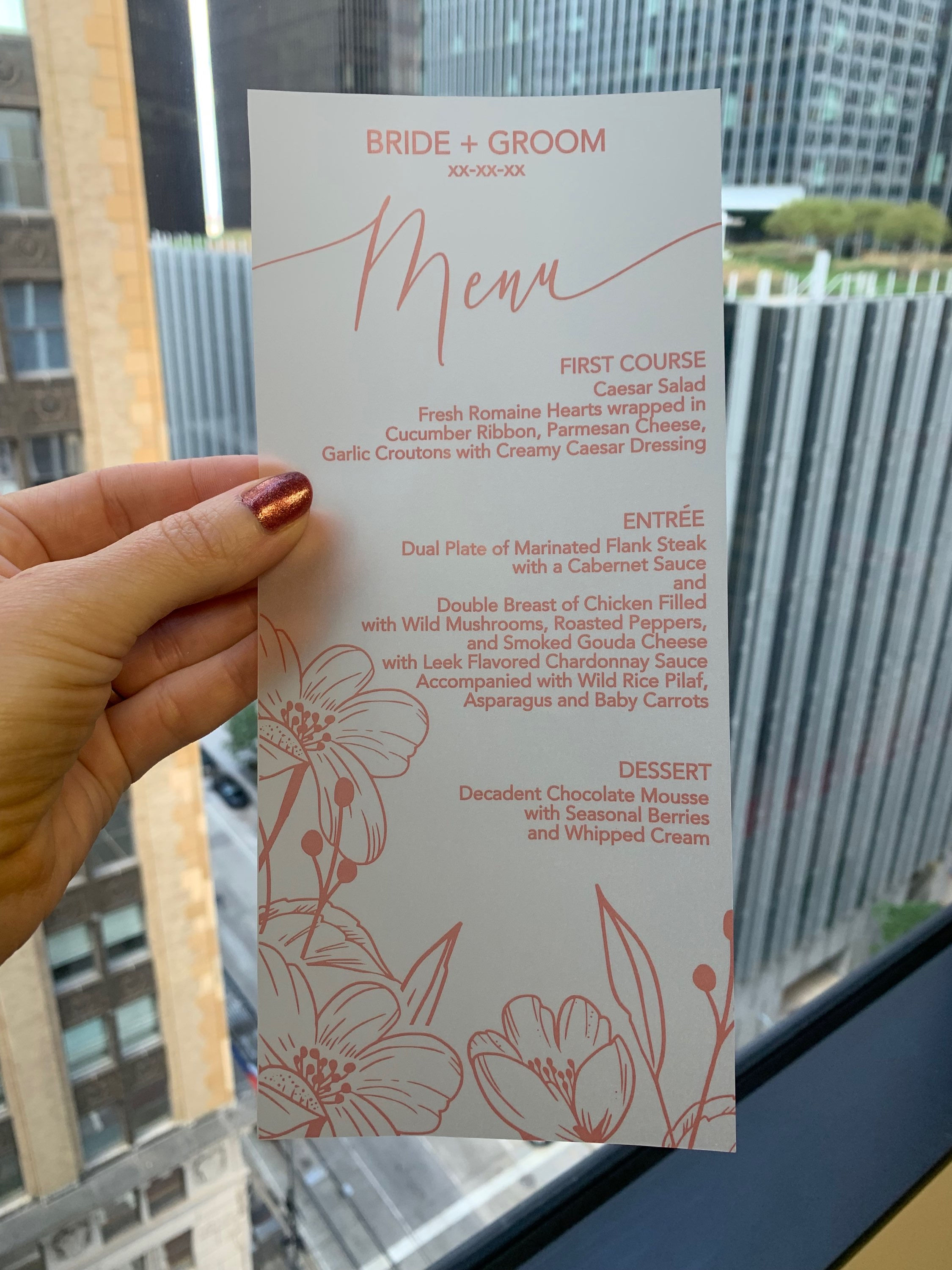Floral Vellum Menus | Rectangular Vellum Menu