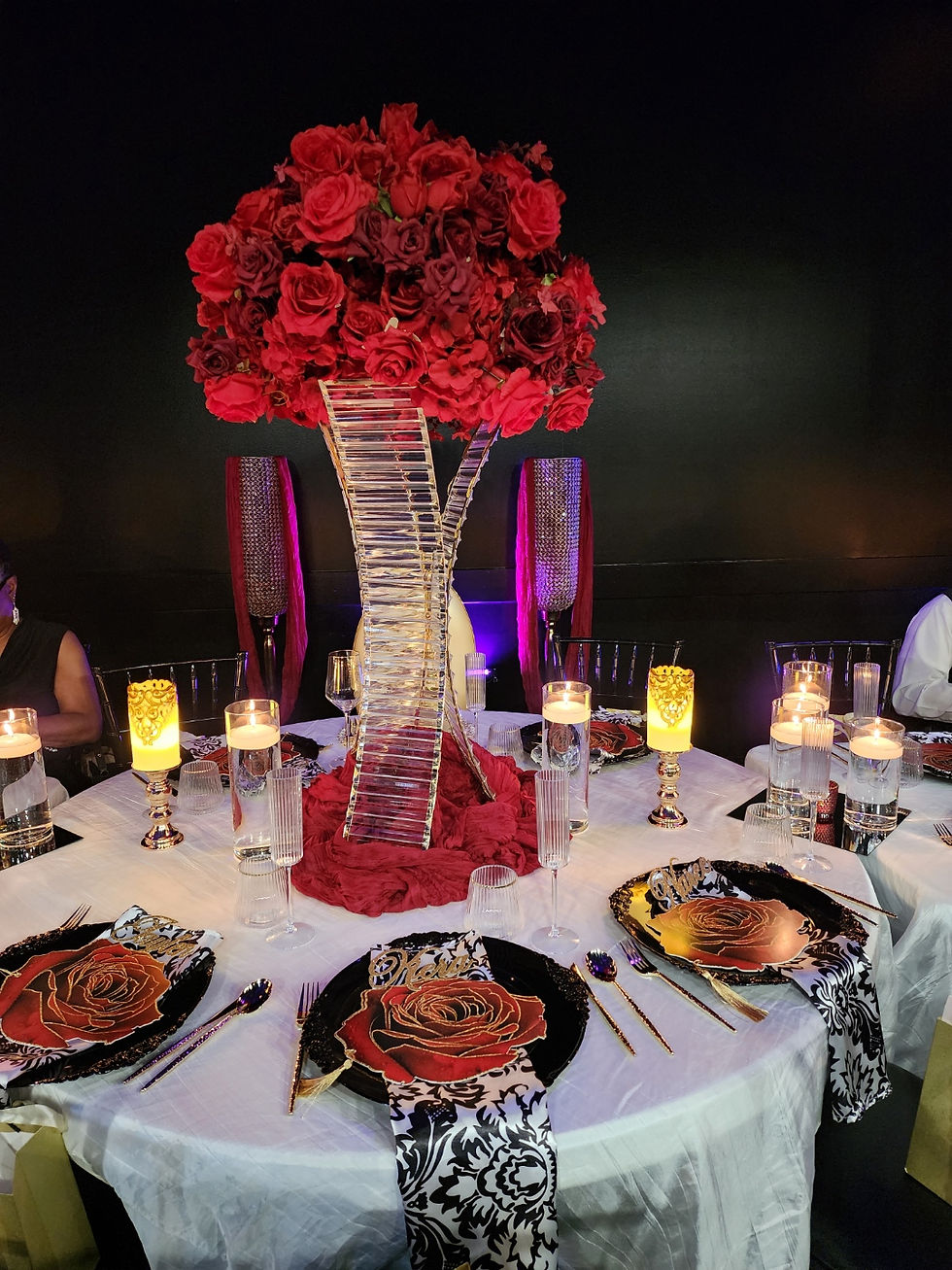 Thumbnail: Red and Gold Glam Roses | Carolyn Rose | Red Roses + Glitter Letter + Tassels