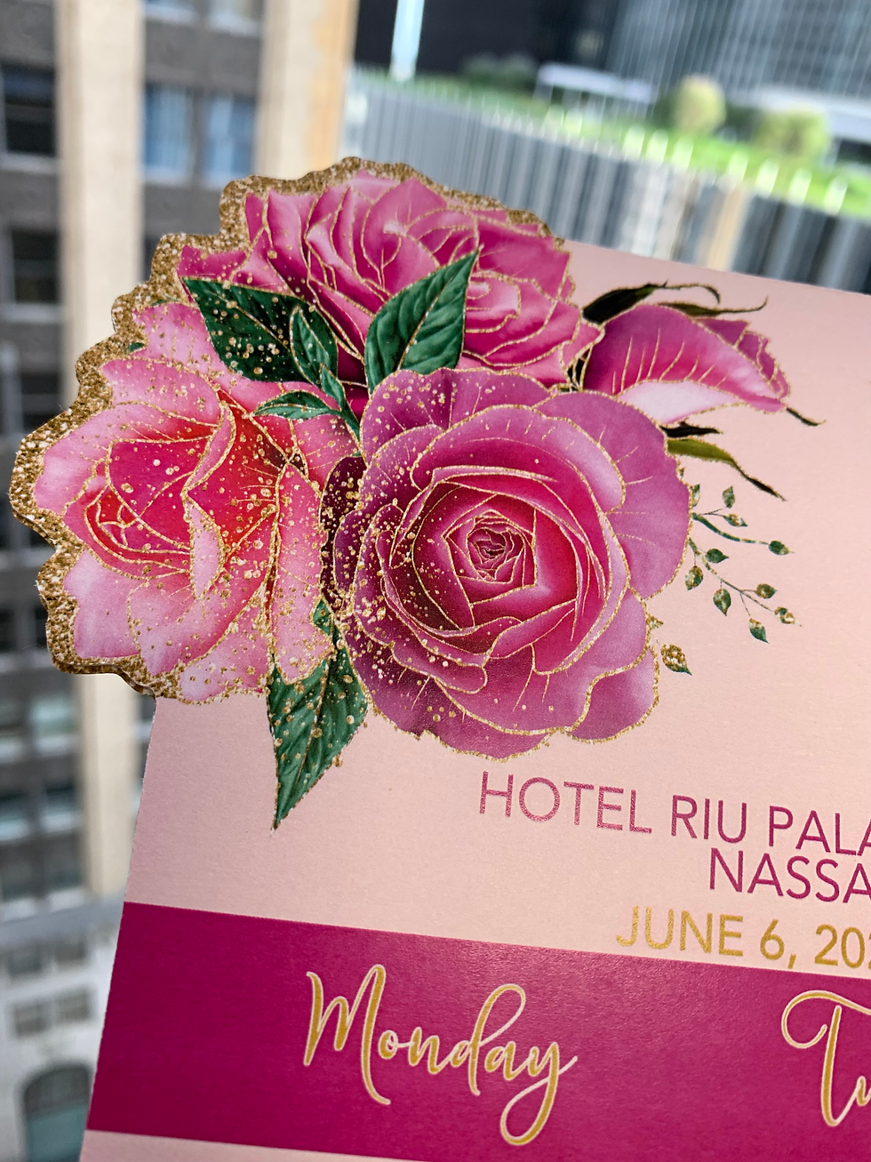 Thumbnail: Pink Glam Flower Die Cut Frame Paddle Fans - Double Sided