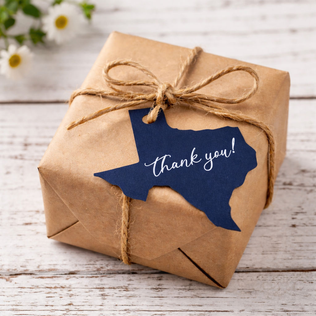 Texas Navy Blue and White Die Cuts | 50 Texas Tags