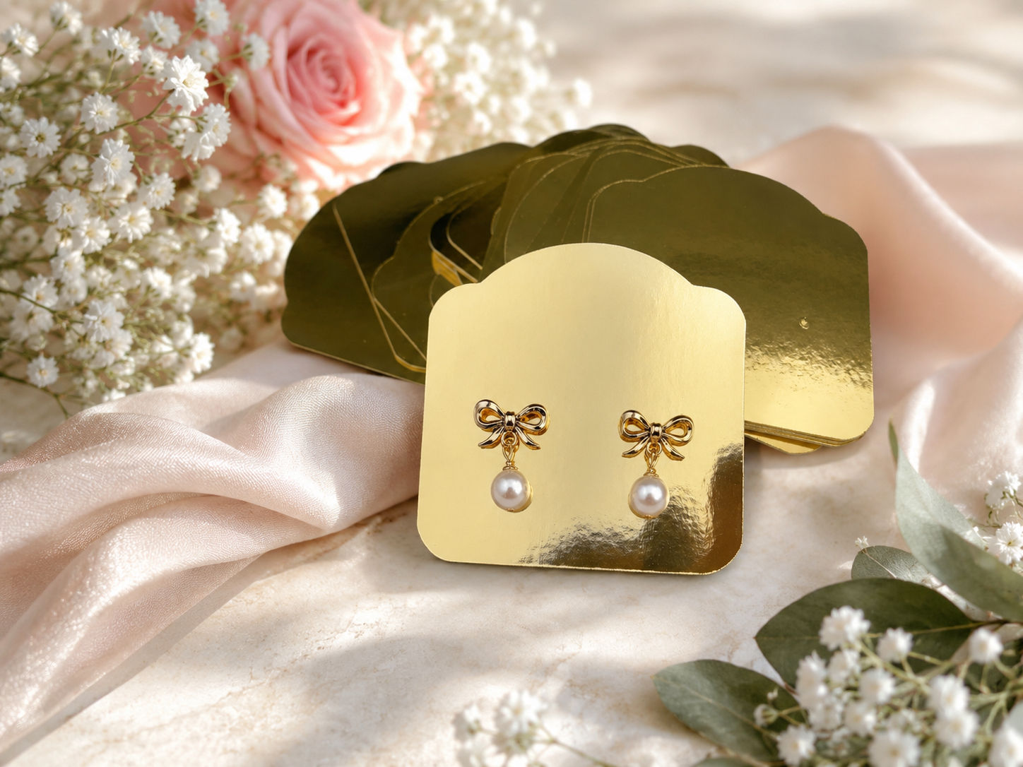 Gold Mirror Earring Cards | Custom Cut Gold Earring Cards