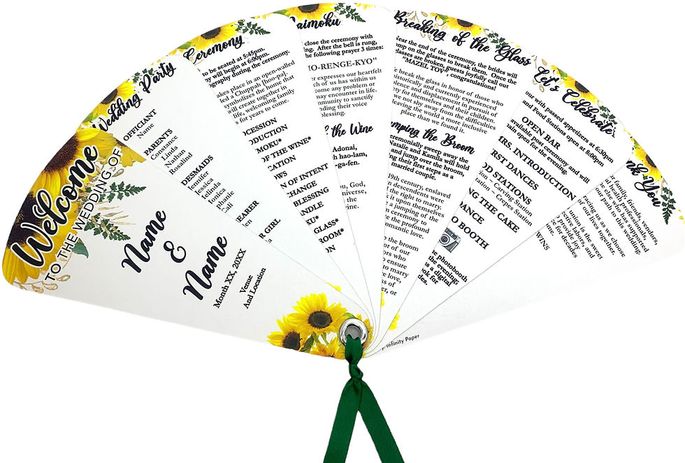 Thumbnail: Wedding Fan Programs | Sunflower Collection | Sunflower Itineraries
