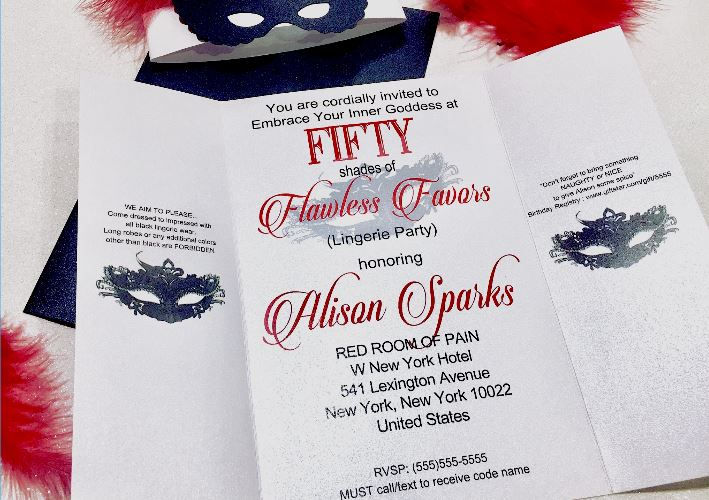Thumbnail: 50 Shades of Grey Inspired Invitations with Belly Bands