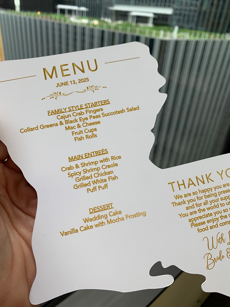 Thumbnail: Louisiana Shaped Menu Cards | Louisiana Shaped Cards