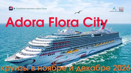 Круизный лайнер Adora Flora City в открытом море — круизы из Гуанчжоу в ноябре и декабре 2026, обложка BIOHACTOUR