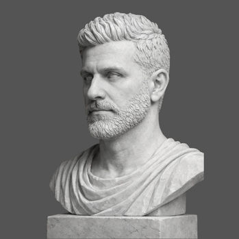 A patient’s marble bust following a hair transplant at Estethica Istanbul — Biohactour Hall of Heroes