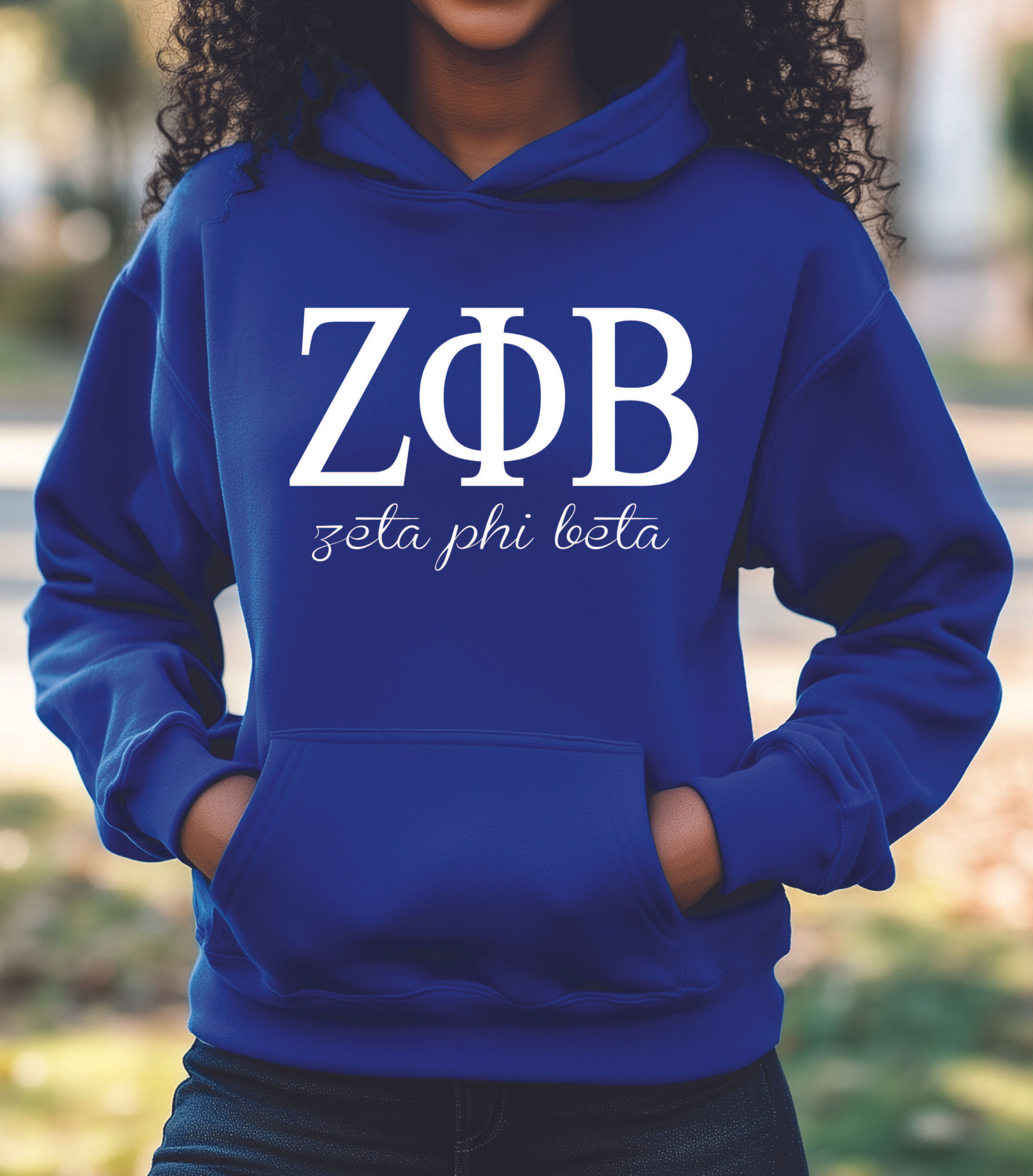 Zeta Phi Beta Greek Letter with Script Hoodie