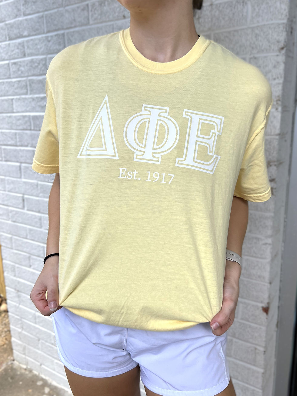 Delta Phi Epsilon Greek Letter and Established Date Sweatshirt and T-Shirt