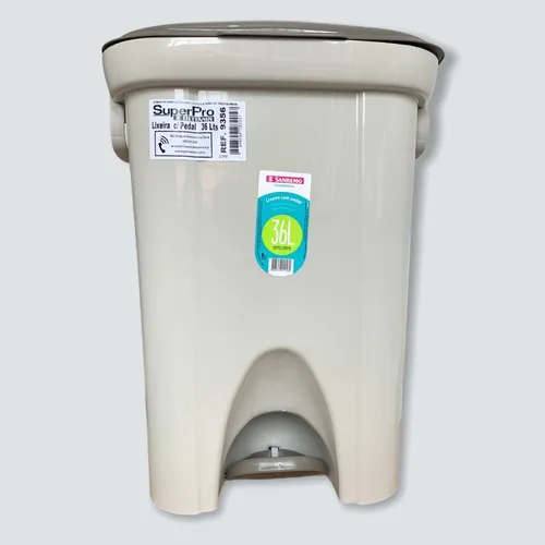 Lixeira Plástica Sanremo Bettanin C/ Pedal Bege- 36lt