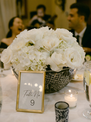 Talavera Bowl centerpiece filled with hydrangeand roses