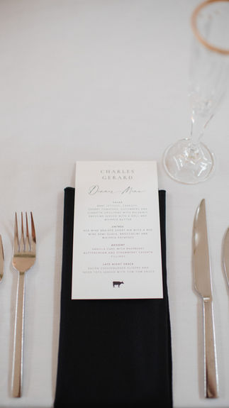 Wedding reception guest menu