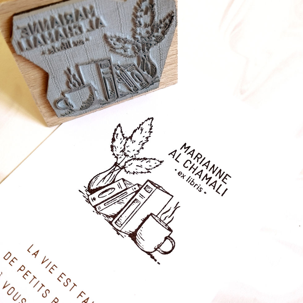 Miniature : Livres et pampa - Tampon Ex Libris