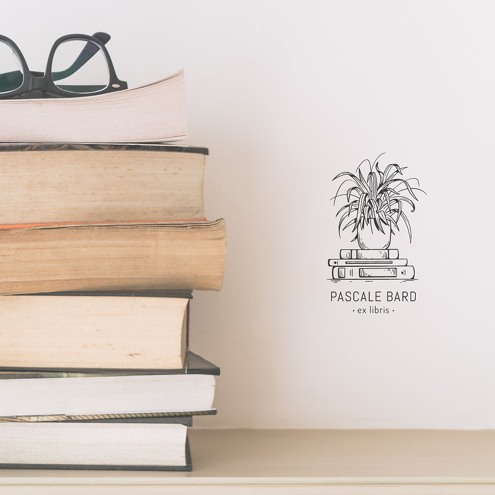 Miniature : Livres et plante araignée - Ex Libris