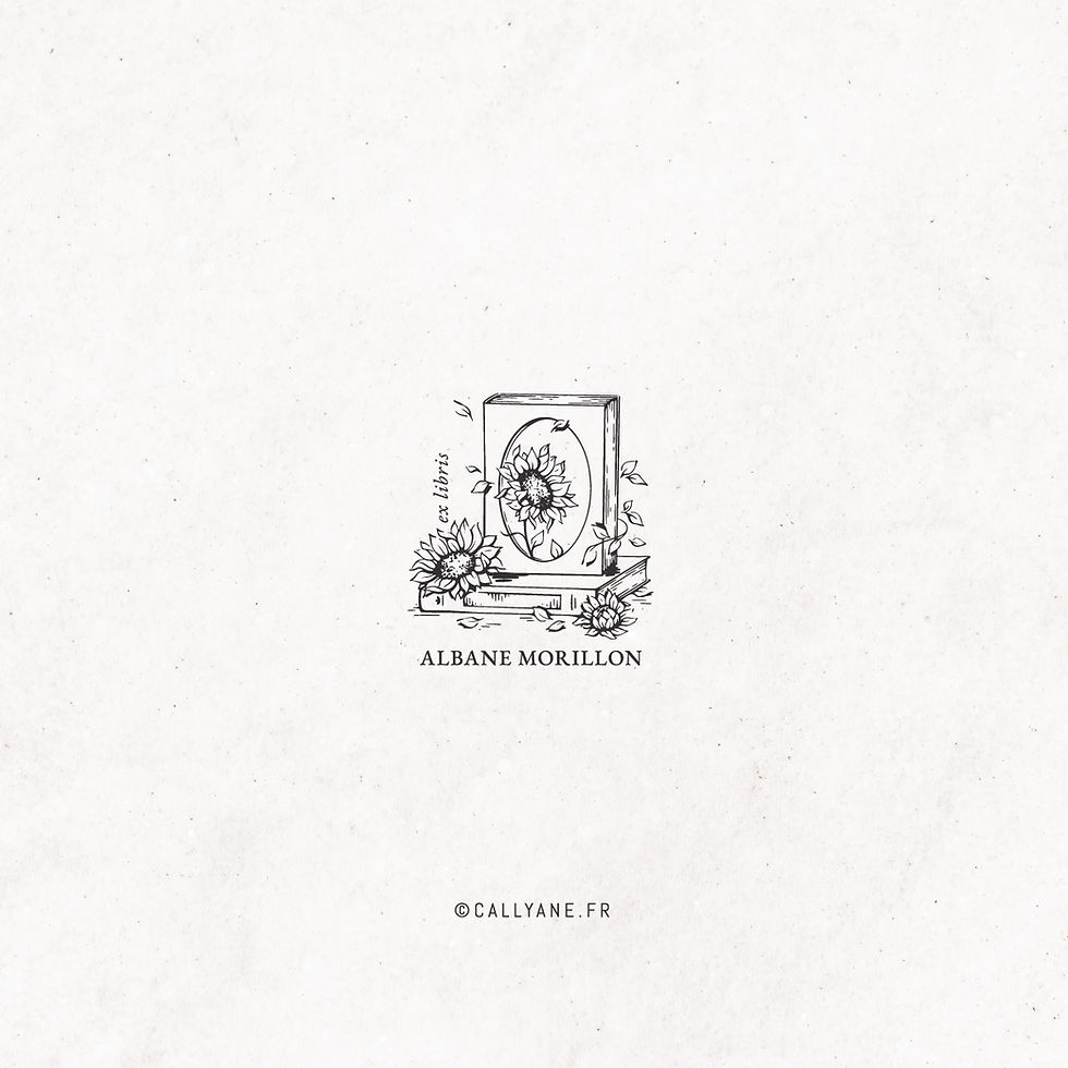 Miniature : Livres & Tournesols - Tampon Ex Libris