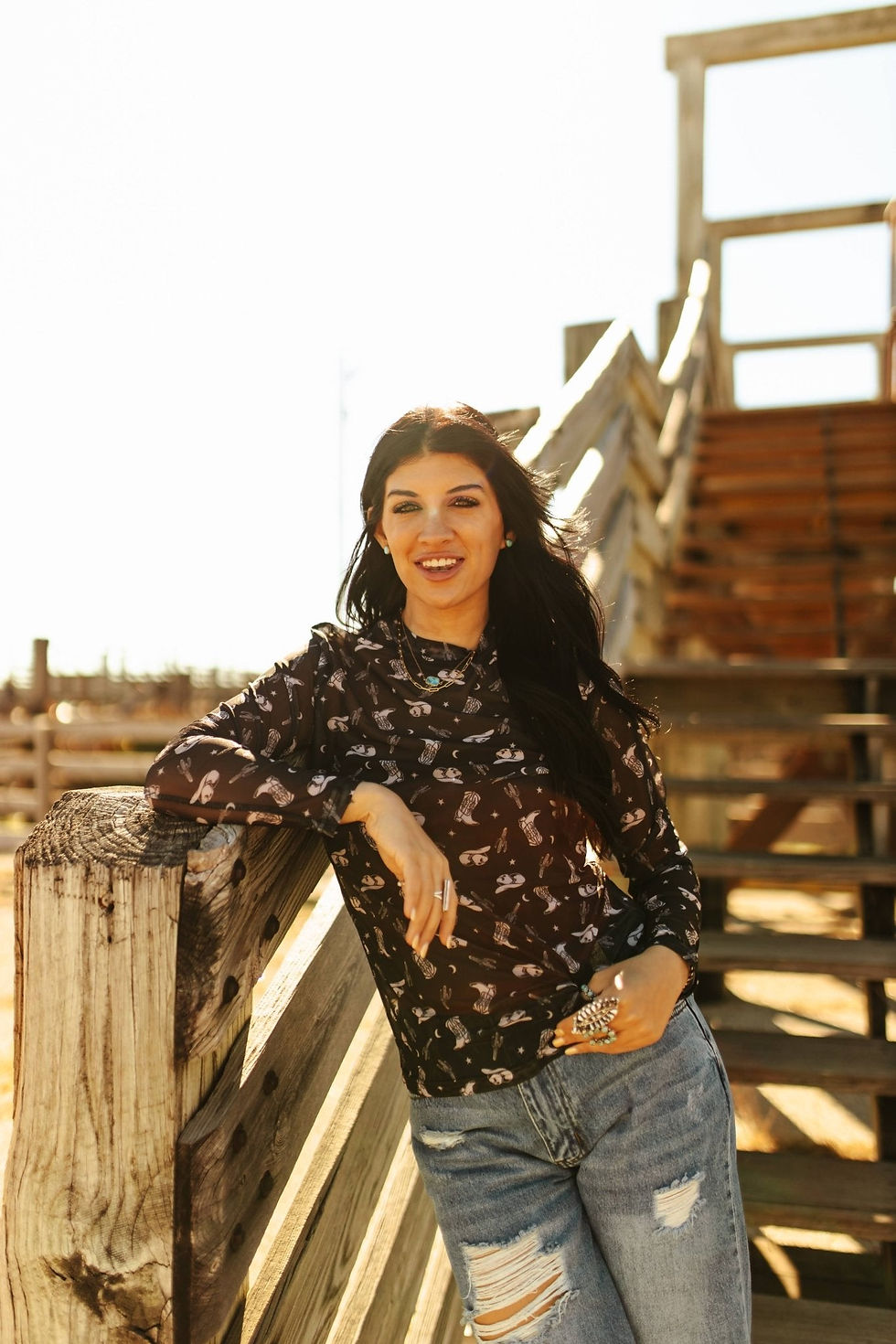 Thumbnail: Desert Noir Long Sleeve Mesh Top
