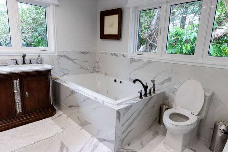 White style bathroom with bathtub