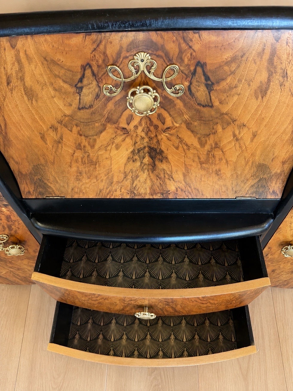 Thumbnail: Burr Walnut Art-Deco Drinks Cabinet