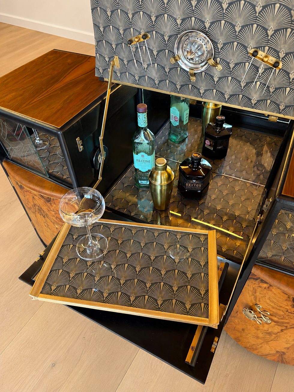 Thumbnail: Burr Walnut Art-Deco Drinks Cabinet