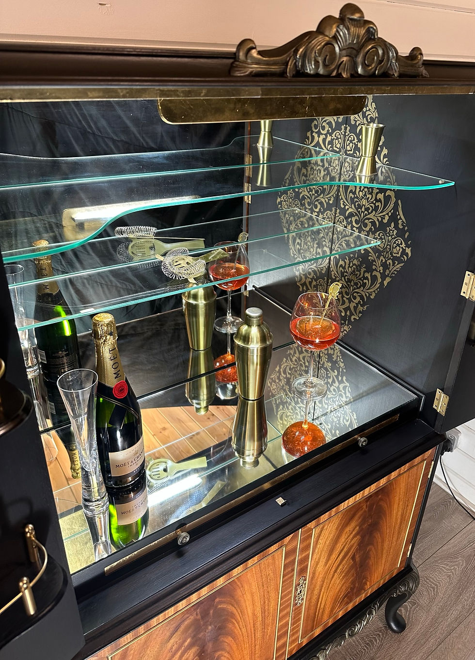 Thumbnail: Flame Mahogany Queen Anne Cocktail Cabinet