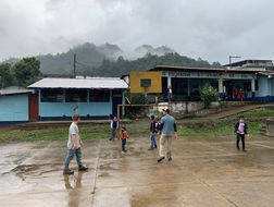 playing soccer with the local kids