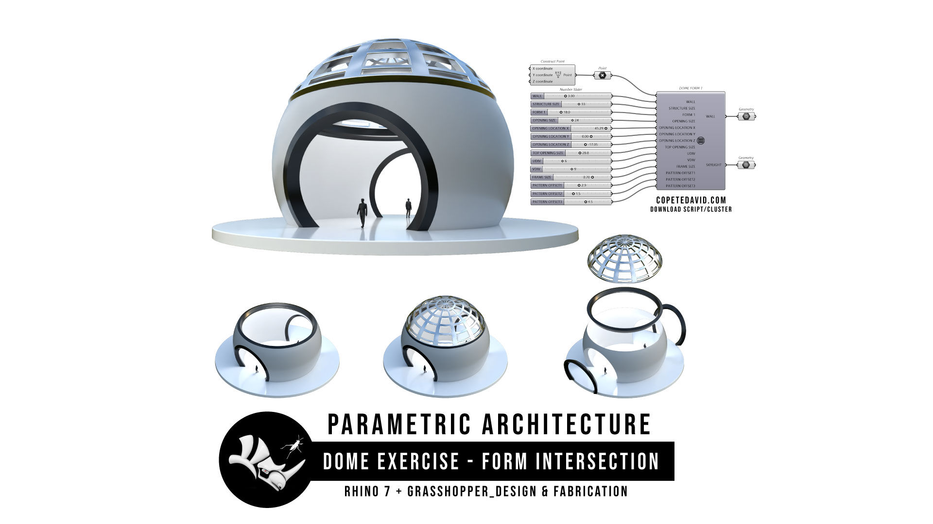 Dome with openings and atrium