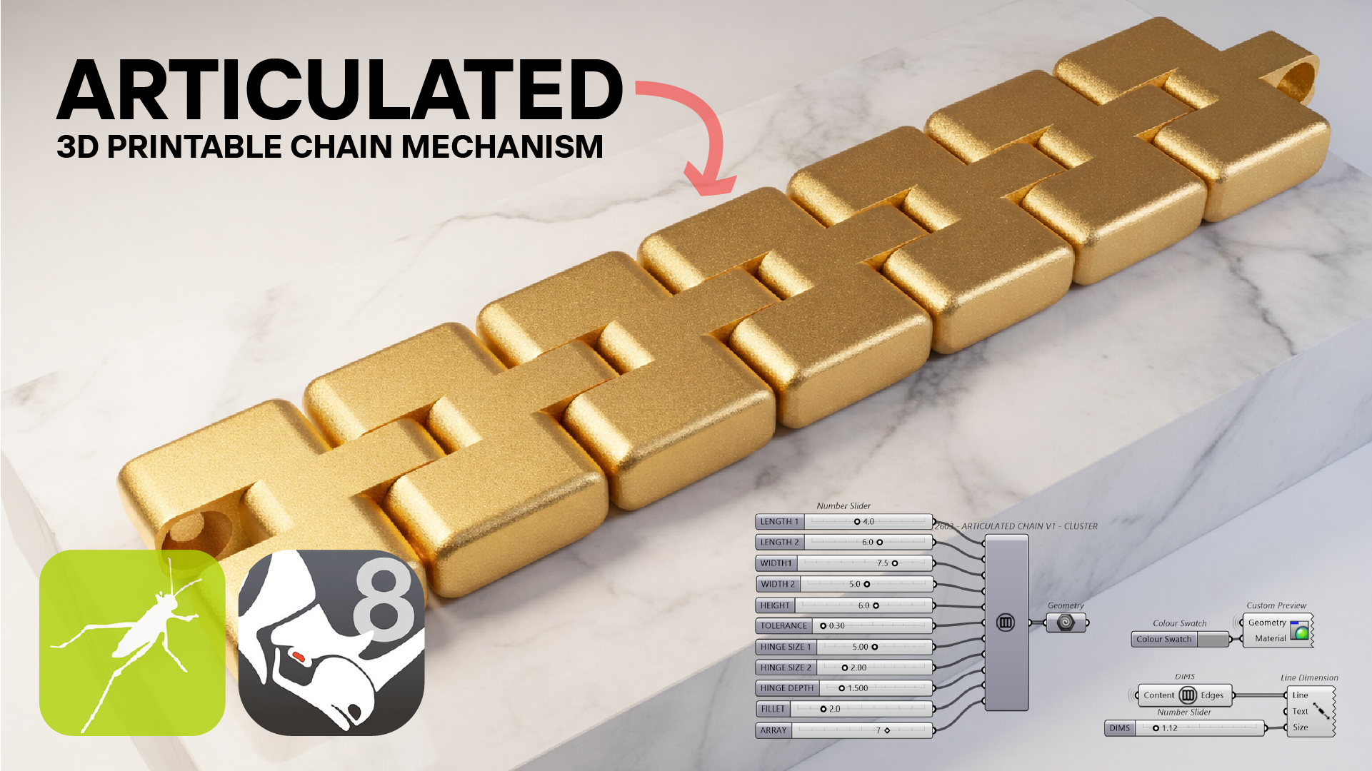 Chain Bracelet Band Articulated Mechanism - Grasshopper Script